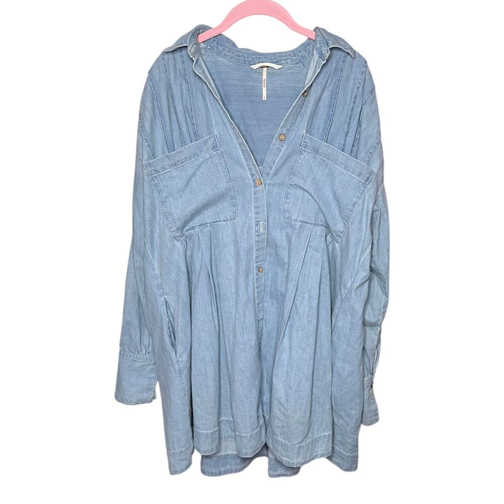 Free People The Denim Voyage Shirt Dress May Blue Size Small